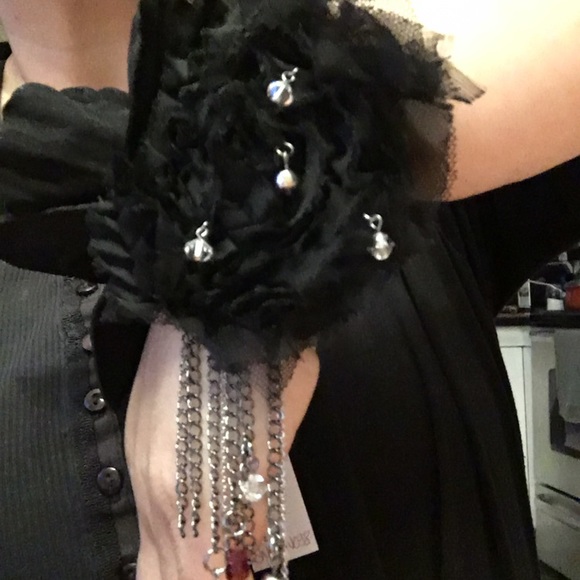 leather Swarovski rocker goth 4in1 necklace bracelet - Picture 5 of 16